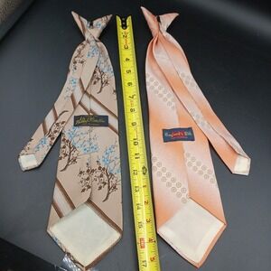 x2 Vtg Mens Ties 70s Grandpa Dadcore Clip On Plaid Solid Ugly Anchorman* Cosplay